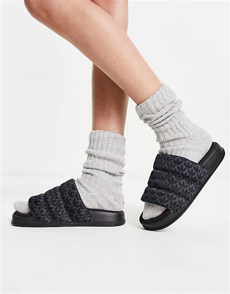 adidas schuhe schwarz dicke solle 2018|adidas Originals – Adilette – Slider in Schwarz mit .